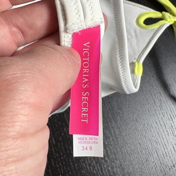 Victoria's Secret White Yellow Floral Applique Bikini Top 34B - Picture 3 of 3